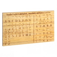 Yulejo Braille Alphabet Board 8.7x6.3in Wood Raised Dots Fingerboard Braille... picture