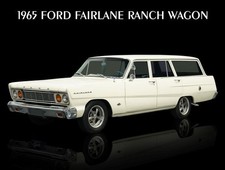 1965 Ford Fairlane Ranch Wagon in White New Sign: 18x24