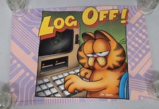 Original Vintage 1978 Garfield Log Off Funny Cat Computer PC Poster 14x19 Rare picture