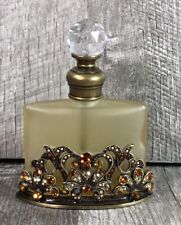 Jeweled Filigree Antique Gold Tone Perfume Bottle Floral Rhinestone Made Taiwan picture