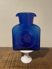 Vintage Blenko Cobalt Blue 384 Double Spout Water Bottle picture