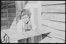 Photo:Pembroke North Carolina NC 1938 Child on Farm Porch FSA/OwI picture
