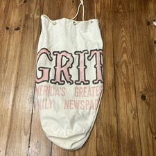 Vintage GRIT Newspaper Canvas Delivery String Bag 1970s Paperboy USA Stains Wear picture