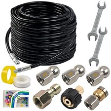 Hourleey Sewer Jetter Kit for Pressure Washer 100FT, Drain Cleaner Hose 1/4 Inch picture