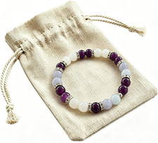 Menopause Bracelet for Women - Natural Crystal Elastic Bracelet, Hot Flashes & A picture