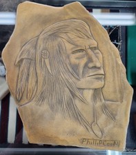 Rare Native American Oklahoma Creek Indian Soapstone carving-Phillip. 11x7