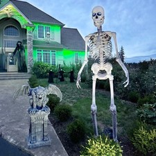 8FT MOTION-ACTIVATED TOWERING SKELETON ANIMATRONIC TALKING INDOOR OUTDOOR picture
