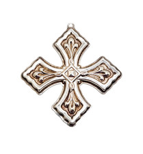 Vintage 1981 Reed & Barton Christmas Cross Religious Holiday Ornament, No Bail picture