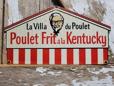 VINTAGE KENTUCKY FRIED CHICKEN PORCELAIN SIGN OLD CANADIAN KFC FAST FOOD BURGER picture