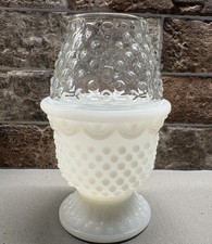Beautiful Vintage Fairy Lamp by Avon With Original box candle Hobnail Milk Glass picture