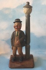 Anri Hand Carved, Painted Drunk On Lamppost W/ Bottle Opener, Corkscrew Bar Set picture