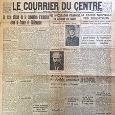 Journal LE COURRIER DU CENTRE WW2 27/06/1940 #Armistice North Africa Poitiers picture