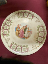 1910 Vintage Calendar Plate Ladies & Cherub in Chariot Desden China ~ AD122 picture