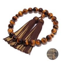 Nenjuya Nenjudo Men's Tiger Eye Stone Prayer Beads 22 Beads Silk Tassel Japan picture