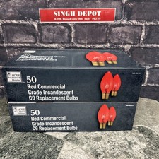 C9 RED Commercial Grade Incandescent Replacement Glass Bulbs String 50p (2pack) picture
