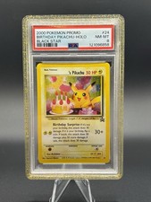Pokémon 2000 Promo Birthday Pikachu #24 Black Star Holo PSA 8 (121096858) picture