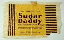 Old Vintage 5 cent Sugar Daddy CANDY BAR WRAPPER sucker food advertising package picture