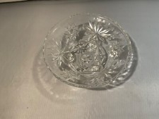 Vintage Clear Pressed Cut Glass Footed Bowl 6 1/2” Across -J33 picture