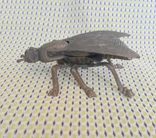 Antique Norleans Italian Fly Insect Bug Hinged Wings Match Safe Ashtray Metal 6