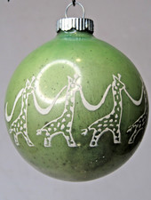 VTG Glass Stencil Pictured CIRCUS GIRAFFE Christmas Ornament Shiny Brite GREEN picture