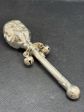 Antique Plated Humpty Dumpty Baby Rattle w/ Bells Engraved Victoria Hayes 1848 picture