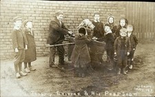 Chipper Traveling Peep Show Children Surround Carnival Related RPPC c1910 bhn picture