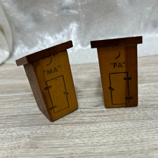 Vintage Pikes Peak Ma Pa Outhouse Wood Salt Pepper Shakers Colorado Souvenir picture