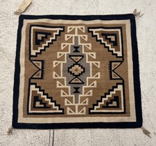 Vintage Navajo Two Grey Hills Wool Rug Russel Foutz Indian Room 26 x 28 picture