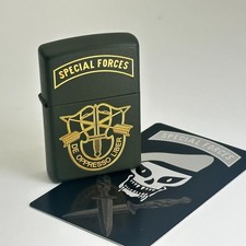 US Army Green Beret Special Forces Zippo | Matte Green + Engraved Card picture