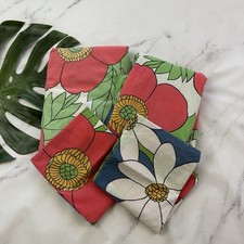 JP Stevens Vintage 70s Sheet Set Double Full Size Blue Red Bold Floral 4 Piece picture
