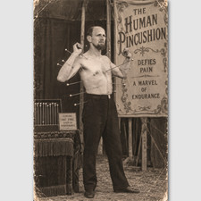 SIdeshow Preformer Human Pincushion Photo Circus Vintage Print Oddity Odd  271 picture