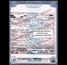 President Warren Harding DEATH CERTIFICATE Mysterious Death Certificate Copy picture