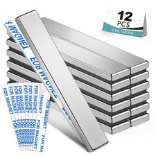 12 Pack Strong Neodymium Bar Magnets,Powerful Rare 60x10x3mm-12P, silver picture