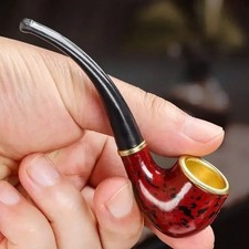 New Imitation Wood Pipe Men's Classic Resin Pipe Old-Fashioned Dry Pipe Portable picture