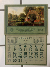 C  Vintage 1939 Potomac Valley Bank PETERSBURG WV Calendar for FARMERS Farm picture