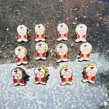 Ziggy heart thinking 1979 Enamel Metal Lapel Pin Lot of 12 vintage  picture