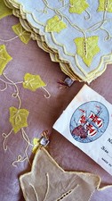 Vintage Estate Linens: Marghab Madeira Embroidered Tablecloth Set “Ivy