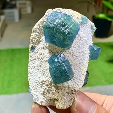 93G Natural Rare transparent green cubic fluorite mineral crystal sample picture