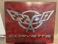 Corvette Vintage Garage Metal Sign 20x24” Handmade Cast Aluminum Relief • picture