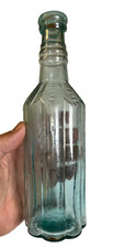 Antique Wells & Miller Cathedral Medicine Bottle Applied Top 1850s New York  picture