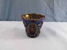 Imperial Purple Peacock Carnival Glass Bellaire Pattern Toothpick Holder picture