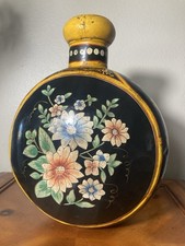 RARE FIND Vintage Anglo-Indian Hand-Hammered Metal Big Jug Vase Floral 15” Tall picture