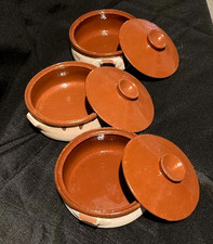 Vtg set of 3 Spanish Terracotta Clay Cazuela 5