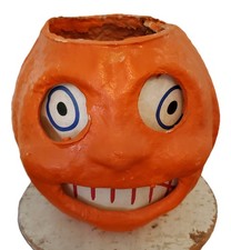 Rare VINTAGE Antique Papier Mache PUMPKIN Head JOL Facial Insert HALLOWEEN #2 picture