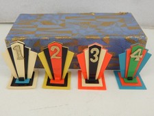 Vtg 1930s Art Deco Celluloid Bridge Table Markers Set 4 Numbers  picture