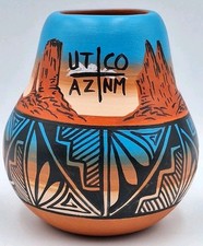 VTG Hand Crafted & Painted Signed Yabeny Diné NAVAJO Pottery Vase 
