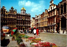 Brussels Belgium Market Place Grote Markt Town Hall Postcard picture