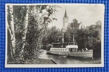 Vtg Gosta Berling River Boat with Sunne Parish Church Sunne Sweden RPPC Postcard picture