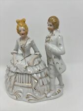 Victorian Couple - Porcelain Lidded Trinket Box - Handpainted Made in Japan picture