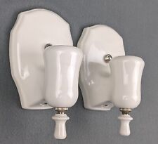 Pair Art Deco White Porcelain Sconces, ALABAX, Restored, Rewired picture